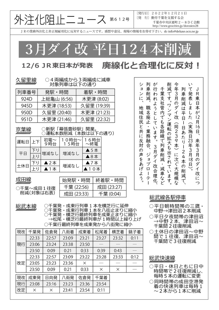 外注化阻止ニュース612号