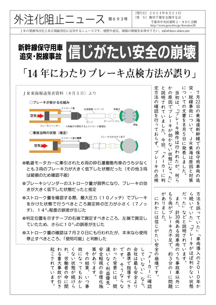 外注化阻止ニュース693号